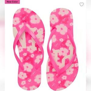 Victoria's Secret PINK flip Flop Sandals PINK FLORAL SIZE 9 LARGE